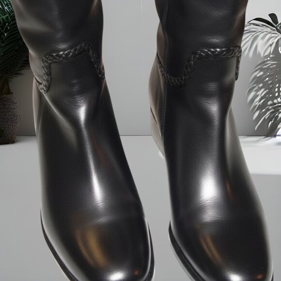 Bally Women’s Italian Leather Pull-on Riding Boots – Luxury Chic, Black, Size 9M - Picture 2 of 4